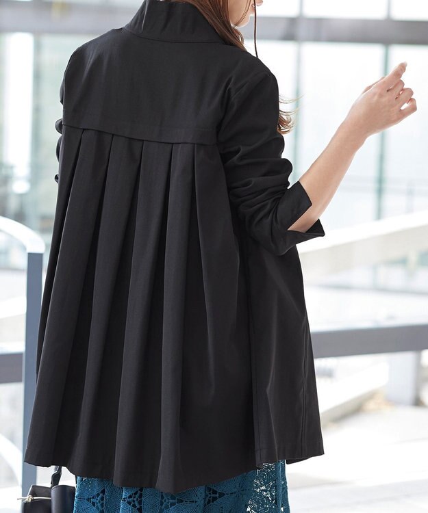 Tiaclasse 【洗える】スタンドカラープリーツコート ブラック