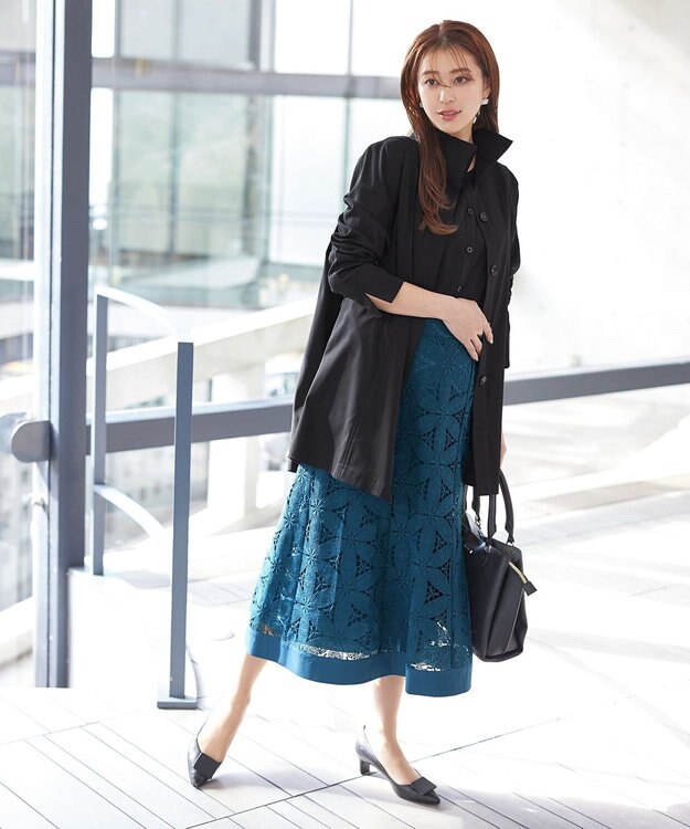 Tiaclasse 【洗える】スタンドカラープリーツコート ブラック