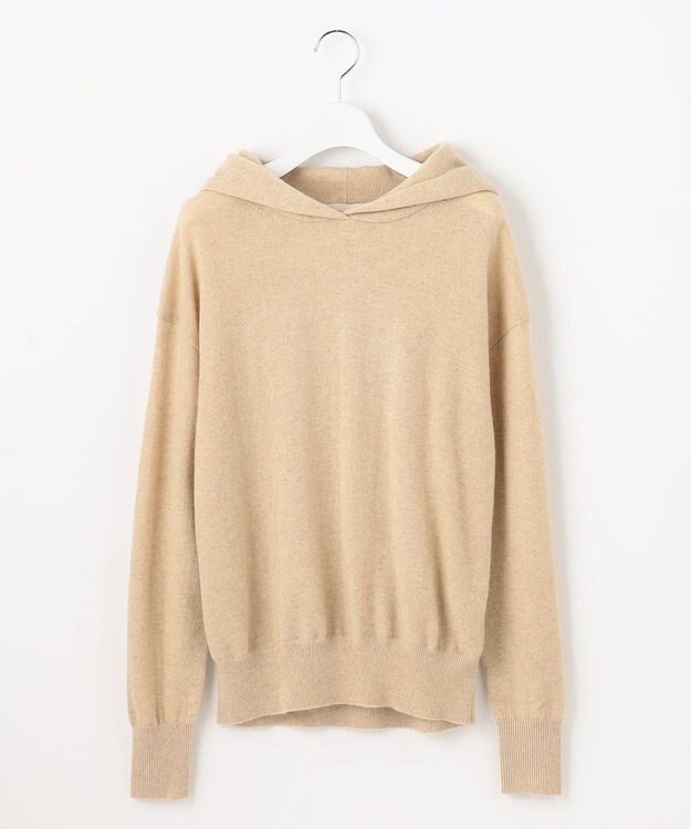 自由区 【洗える】ピュアカシミヤミルド フーディーニット ベージュ系