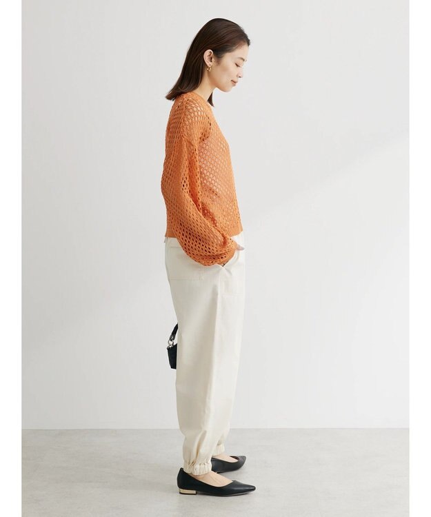 Green Parks メッシュ編みニットプルオーバー Orange