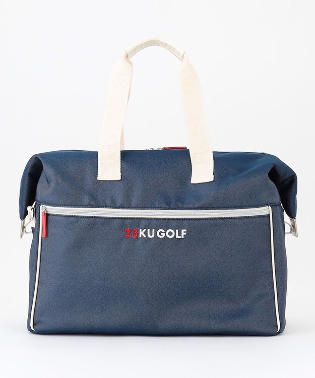 23区GOLF シューズ収納付【UNISEX】合皮×デニム調ボストンバッグ ネイビー系