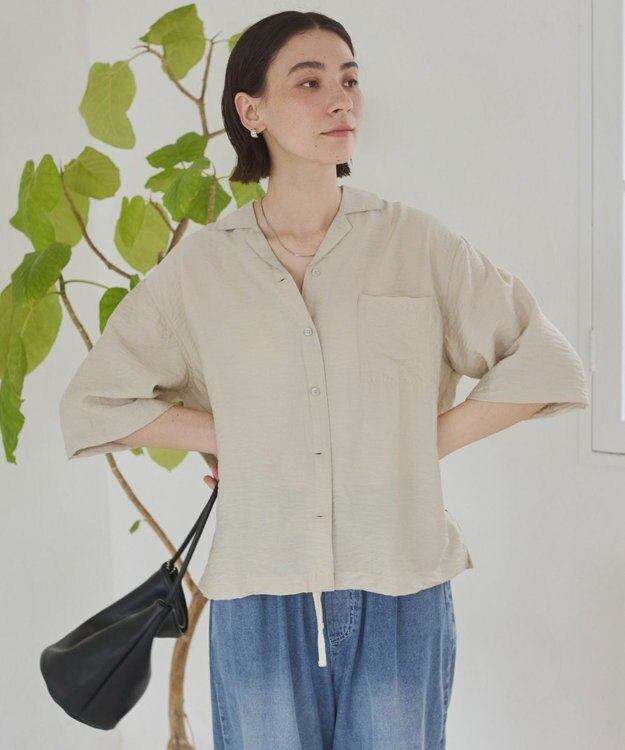 WEGO 【ANGIE VINTAGE】接触冷感開襟シャツ ホワイトアイボリー