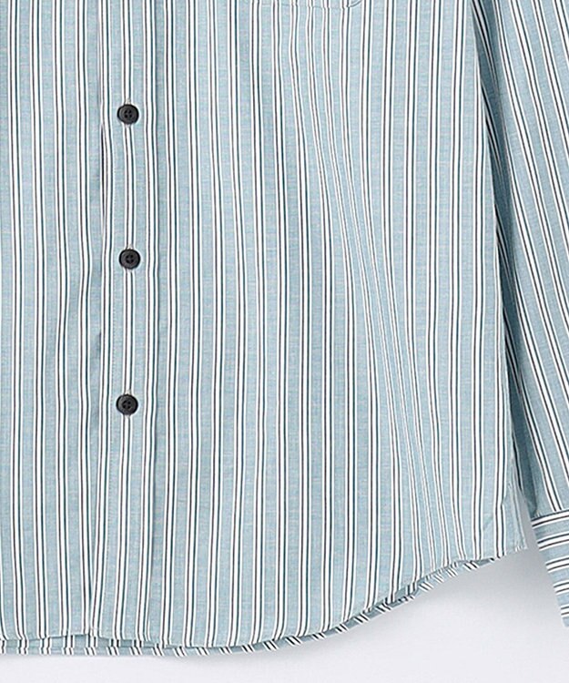 JOSEPH ABBOUD 【オーガニックコットン】JOE COTTON シャンブレーサテンストライプ シャツ グリーン系1
