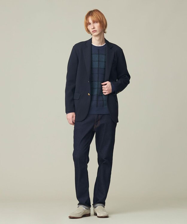 J.PRESS MEN ブークレジャガード ブラックウォッチクルー ニット ブルー系7