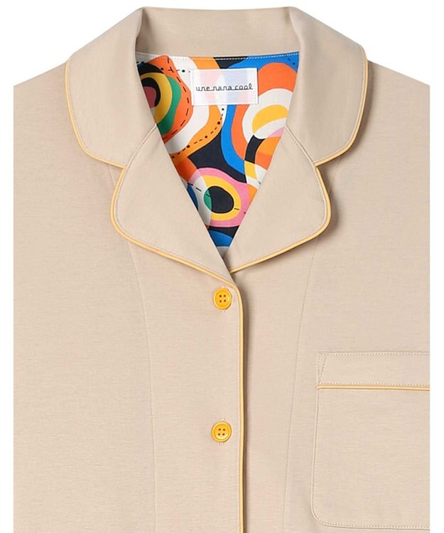 une nana cool 【綿100%】60/1 シルケットスムース 長袖開襟 MADE WITH LIBERTY FABRIC ベージュ