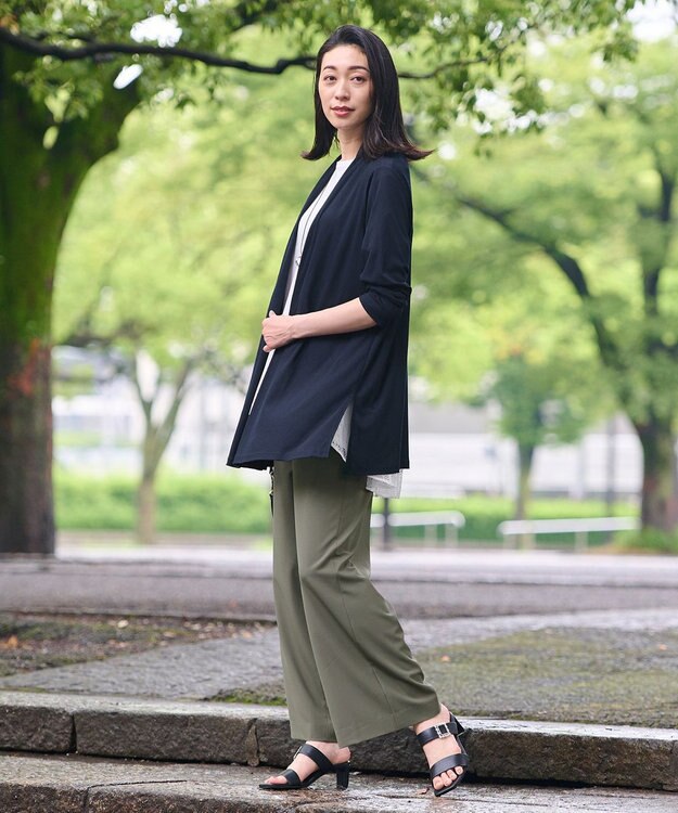 自由区 【好評につき新色追加・接触冷感・UVカット・洗える・XSサイズあり】ハンディカーディガン ロング丈 （新色）ネイビー系