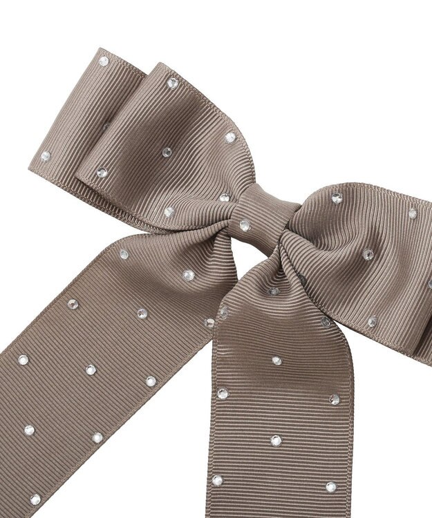 Maison de FLEUR ビジューグログランリボンバレッタ Brown