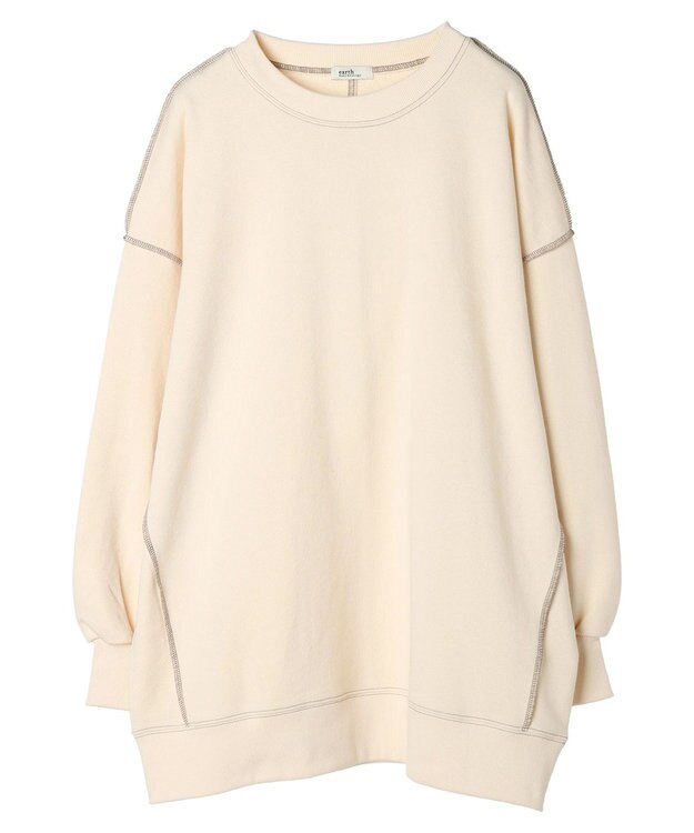 earth music&ecology 配色ルーズスウェット Ivory