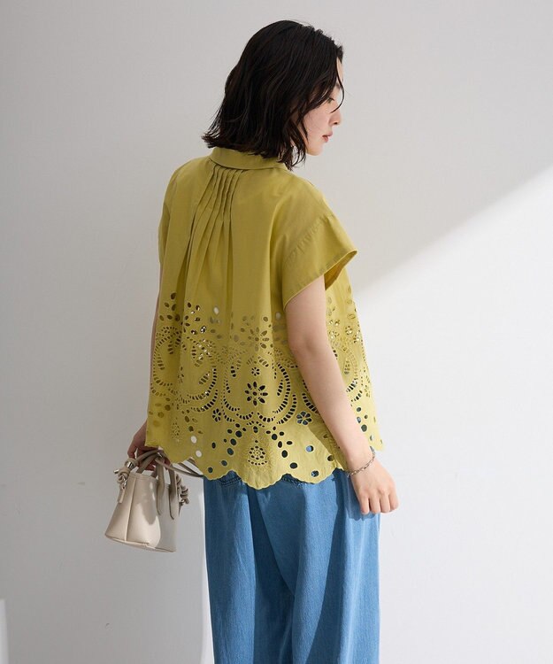 Green Parks スカラップ刺しゅうブラウス Yellow