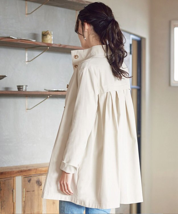 Tiaclasse 【洗える】スタンドカラープリーツコート アイボリー