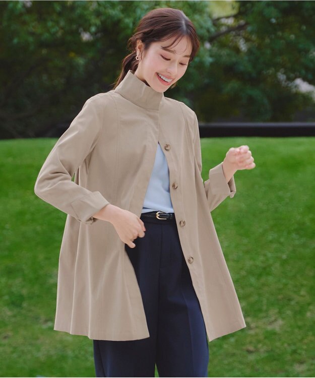 Tiaclasse 【洗える】スタンドカラープリーツコート ベージュ