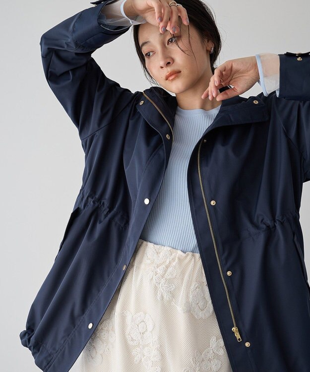 YECCA VECCA [撥水/花粉ガード]ミドル丈マウンテンパーカー Navy
