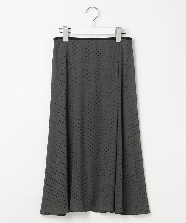 J.PRESS LADIES 【洗える】ドットフロッキープリント フレア スカート スレートベース系