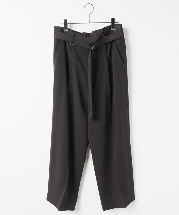 WEGO トロミ　ベルト付きワイドスラックス ダークブラウン