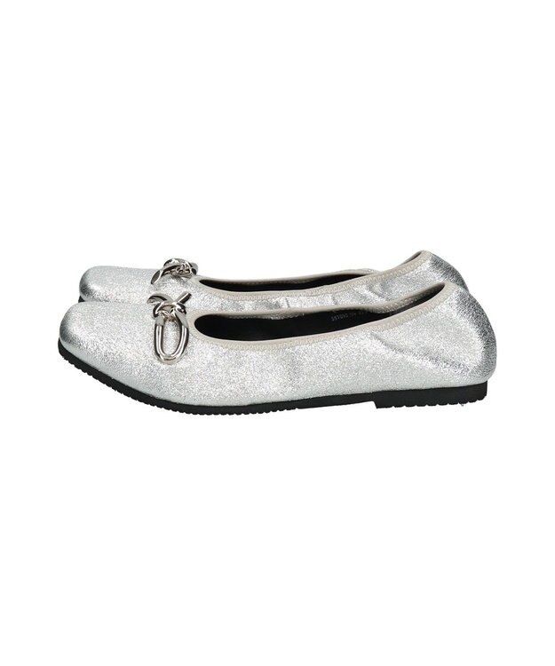 Bridget Birkin 【PARADIS COULEUR】スクエアトウメタルリボンバレエシューズ シルバー