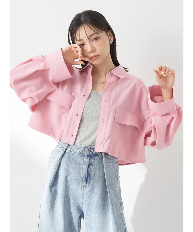 earth music&ecology ビッグポケットショートシャツ Light Pink