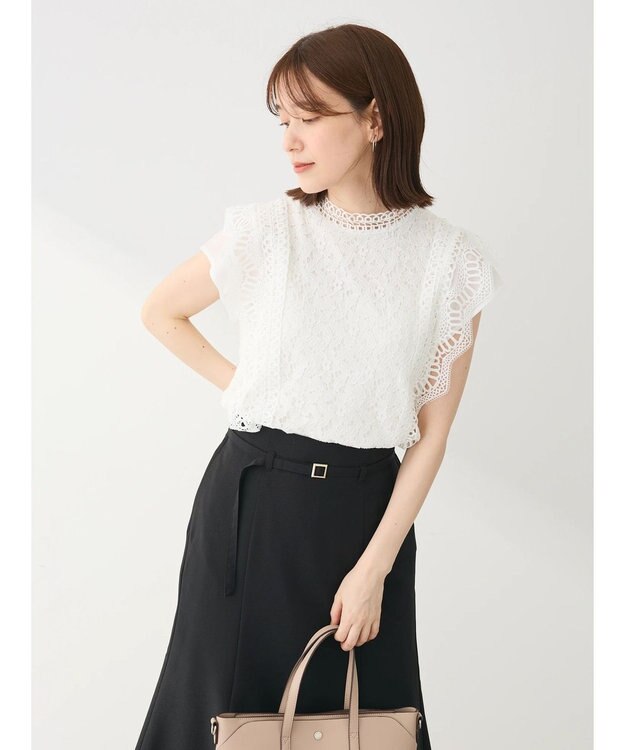 Green Parks ・Ｐｅｔｉｔ　Ｆｌｅｕｒ　フレンチレーシ－ブラウス Off White