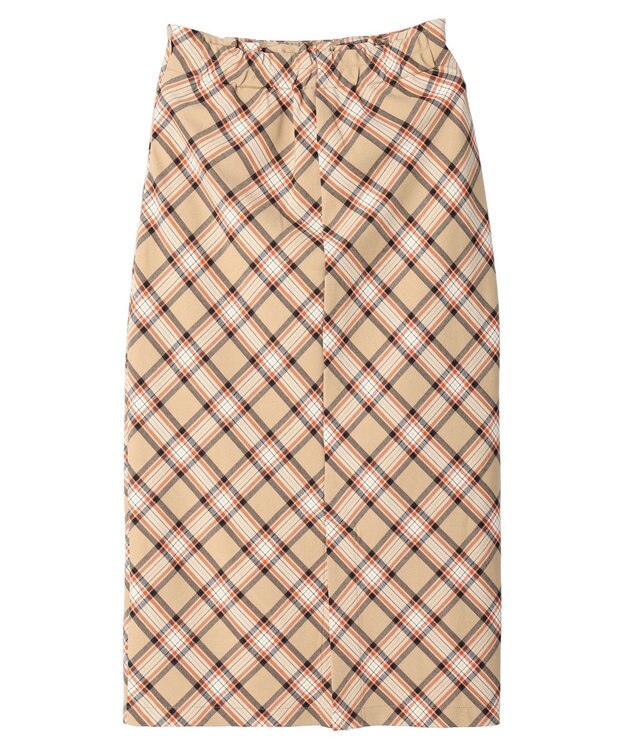 earth music&ecology チェック柄ナロースカート Beige