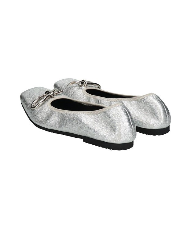 Bridget Birkin 【PARADIS COULEUR】スクエアトウメタルリボンバレエシューズ シルバー