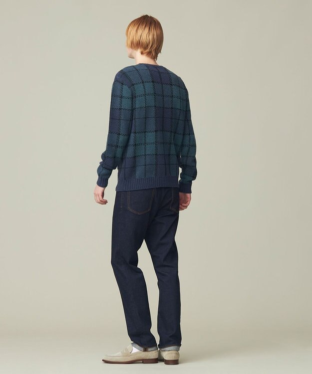 J.PRESS MEN ブークレジャガード ブラックウォッチクルー ニット ブルー系7