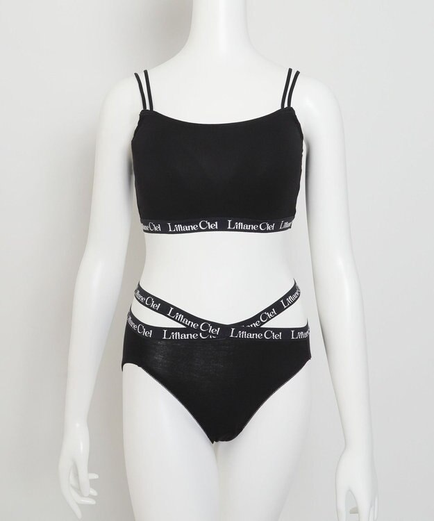 WEGO 【ブラトップ＆ショーツセット】Liliane　Ciel　ロゴテープ ブラック