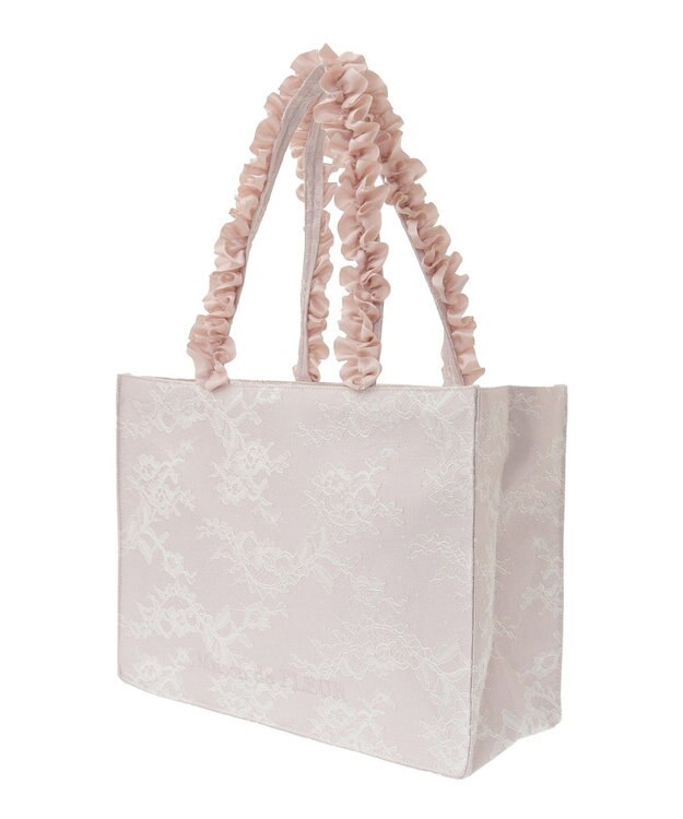Maison de FLEUR レースフリルハンドルスクエアトートMバッグ Light Pink