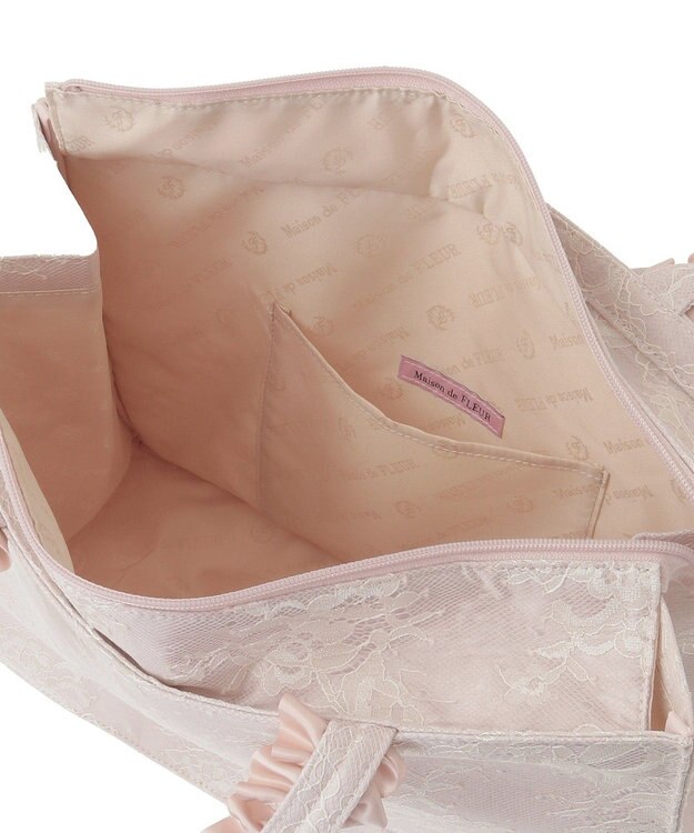 Maison de FLEUR レースフリルハンドルスクエアトートMバッグ Light Pink