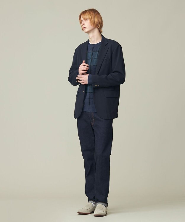 J.PRESS MEN ブークレジャガード ブラックウォッチクルー ニット ブルー系7