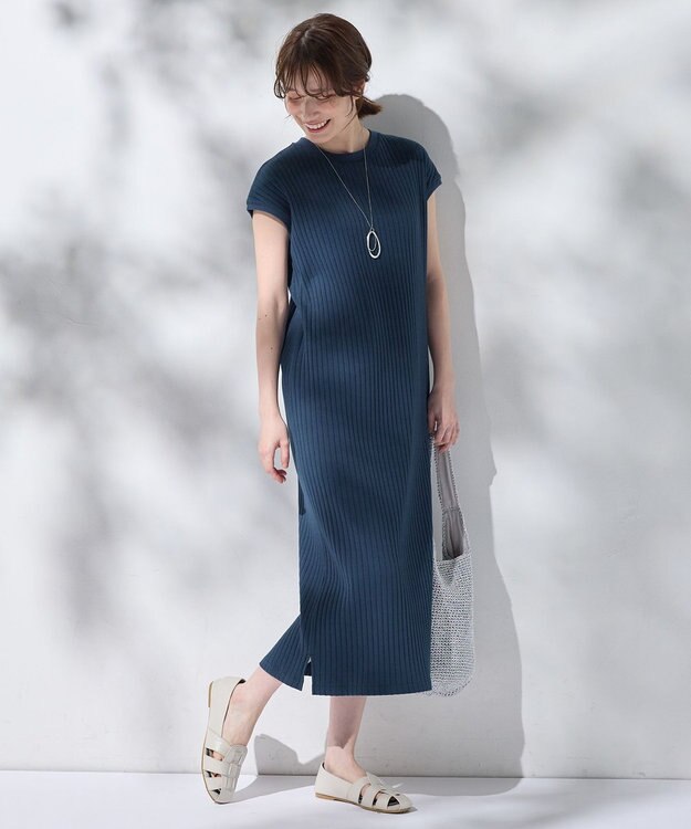ANY 汗ジミ防止テレコワンピース ダークブルー