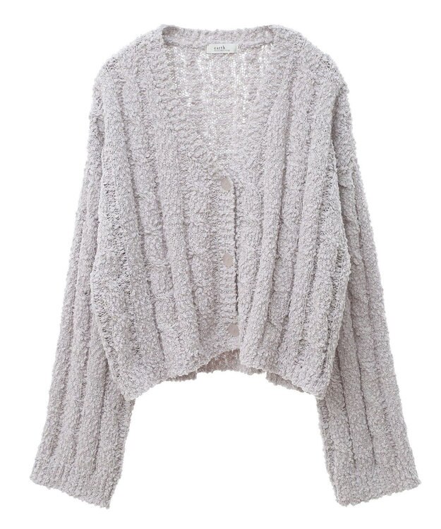 earth music&ecology ポコポコケーブルカーディガン Light Gray
