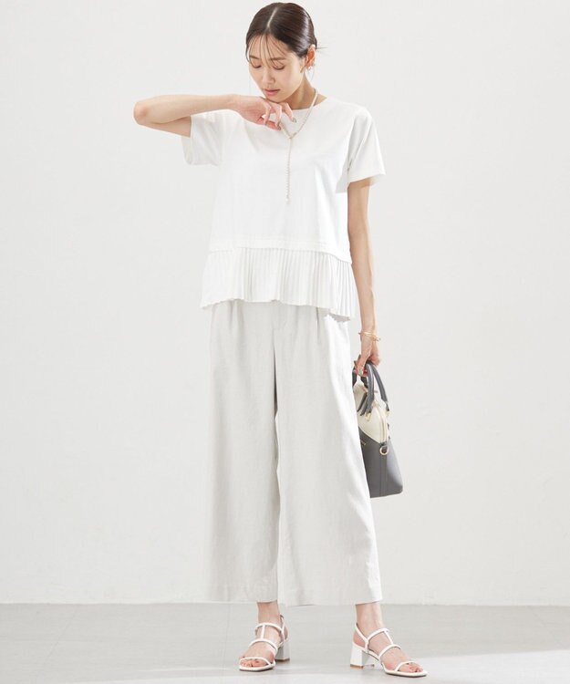 組曲 L クールプレーティング天竺プリーツ カットソー アイボリー系