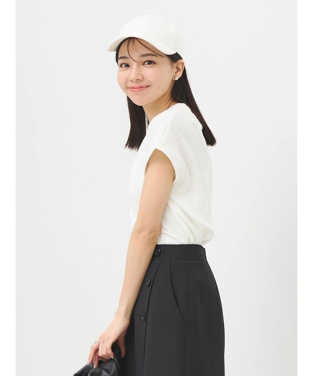 earth music&ecology フレンチスリーブリブプルオーバー Off White