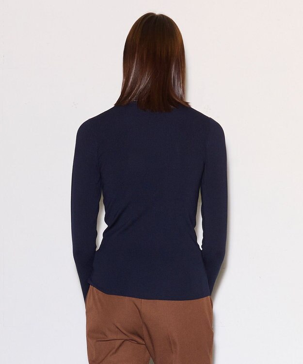 JOSEPH 【洗える】ストレッチシルクニット　ラウンドネック Navy
