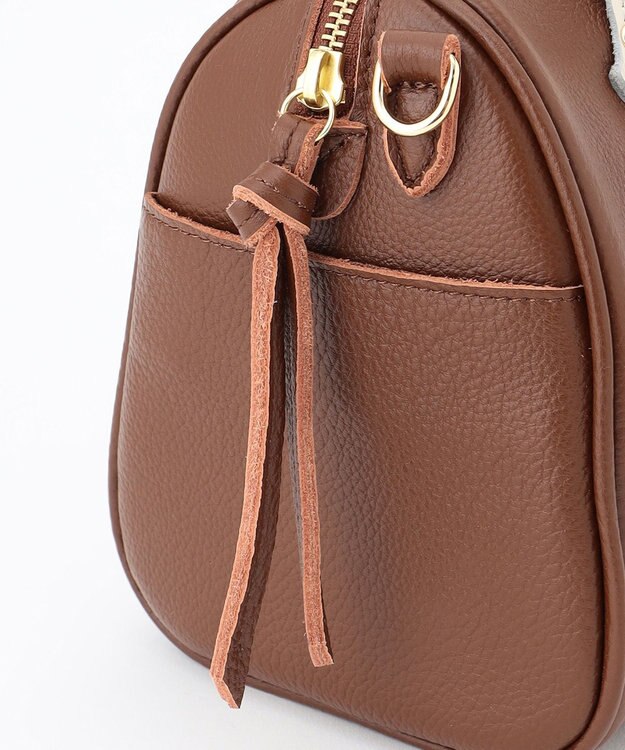 UNBILLION perche / 牛革オイル2wayテープショルダーS ブラウンアイボリー