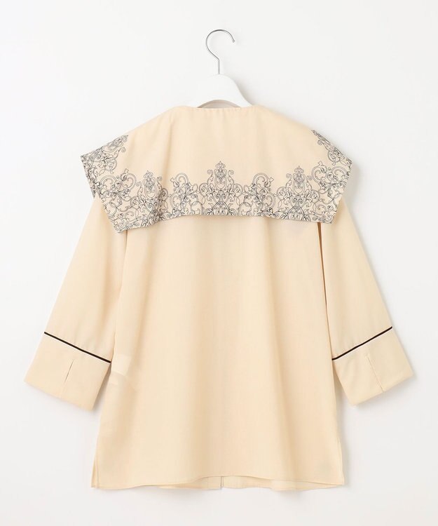 自由区 S 【2WAY・洗える】コードエンブロイダリー襟付き ブラウス シャンパンベージュ