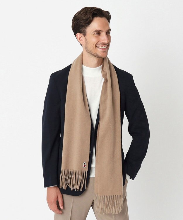 MOONBAT 【WEB限定】MACKINTOSH PHILOSOPHY バッキンガムベア付きウール100%無地マフラー (パッケージ付き) ベージュ