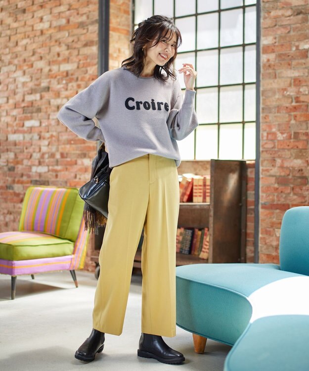 ANY 【ウエストゴム/ストレッチ/裏起毛】シークレットウォーム　ワイド イエロー