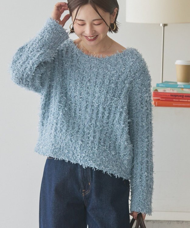 AMERICAN HOLIC リボンヤーンニットプルオーバー Grayish Blue