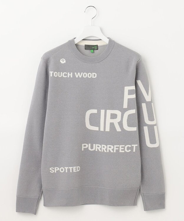 PW CIRCULUS 【MEN】【洗える/イージーケア】ロゴ カラーニット ライトグレー