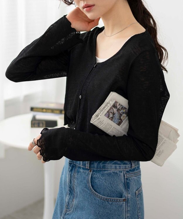 WEGO 【紫外線対策】シアーカーディガン ブラック