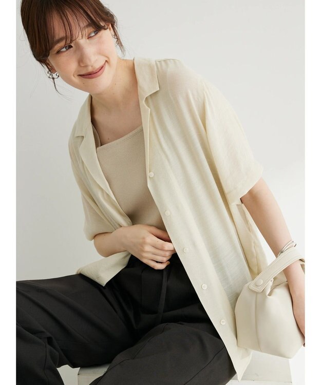 Green Parks ゆったり開襟シャツ Light Beige