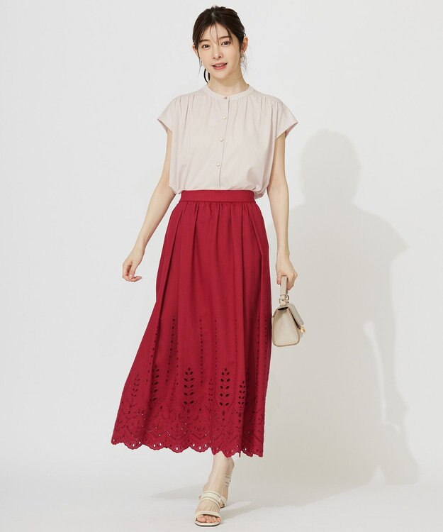 ANY SIS 【接触冷感・UVカット・洗える】ハイストレッチスムース2WAY ブラウス アイボリーベージュ