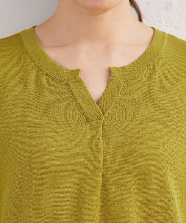 Tiaclasse 【洗える】キーネックニットチュニック ライム