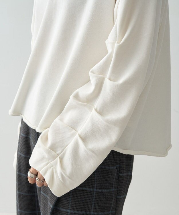 AMERICAN HOLIC ミニ裏毛タックスリーブショートプルオーバー1 Off White