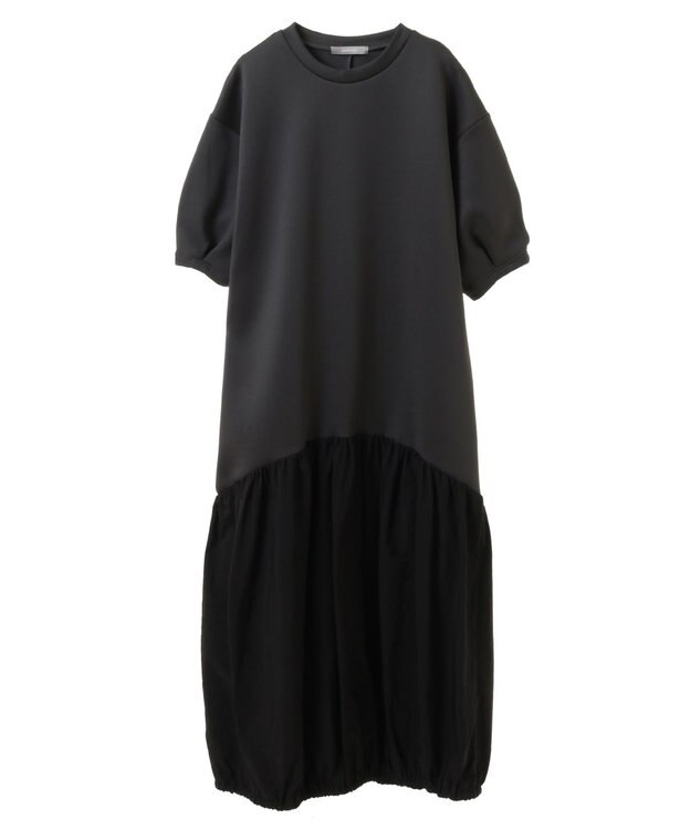 Green Parks ａ．異素材切り替えバルーンワンピース Charcoal Gray