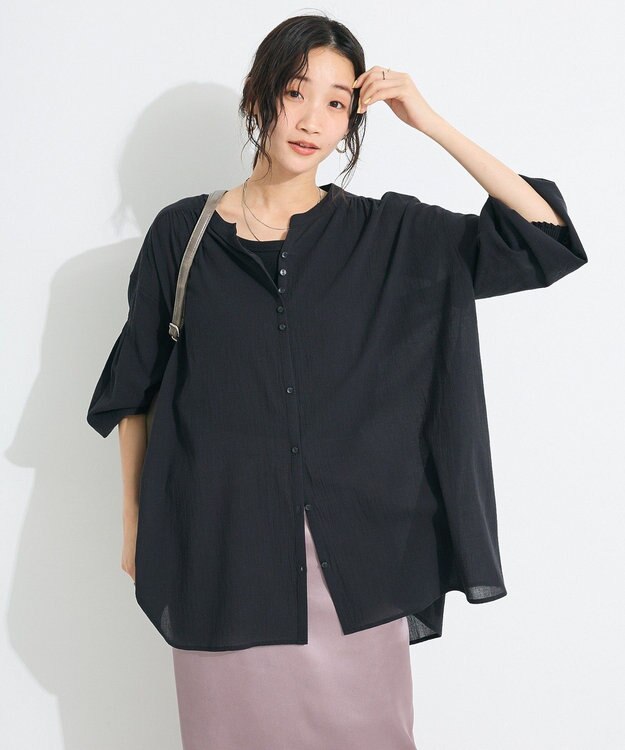CRAFT STANDARD BOUTIQUE ジョーゼットスキッパーシャツ Black