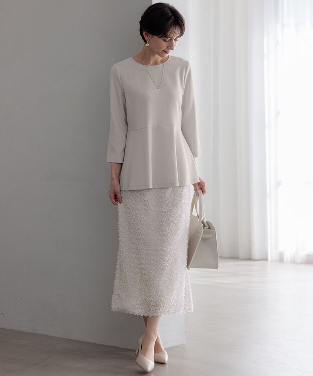 23区 ベルト付き 2WAY トートバッグ ライトグレー系