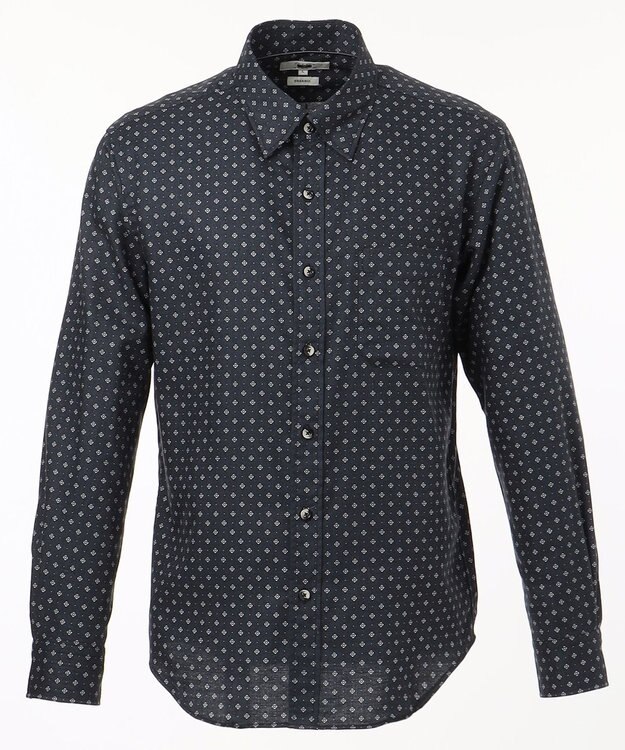 JOSEPH ABBOUD 【キングサイズ】JCヘリンボーンプリント　シャツ ネイビー系5