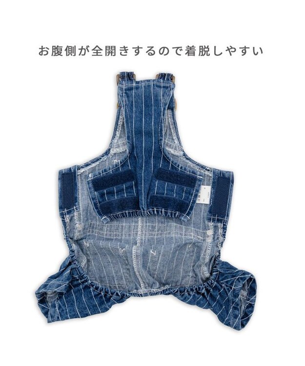 PET PARADISE Lee ストライプ オーバーオール 小型犬 インディゴブルー