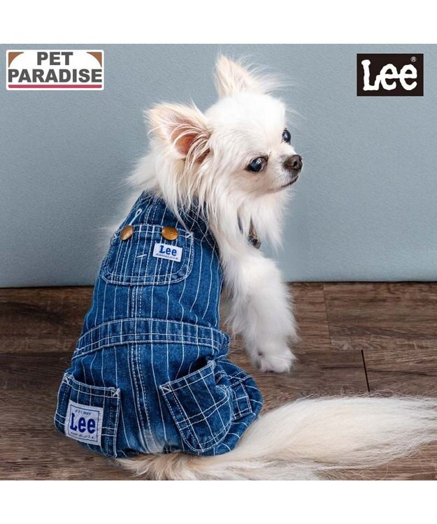 PET PARADISE Lee ストライプ オーバーオール 小型犬 インディゴブルー